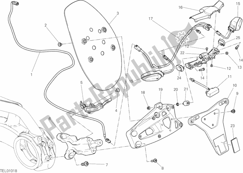 All parts for the 27a - Plate Holder of the Ducati Diavel Xdiavel S Thailand 1260 2018
